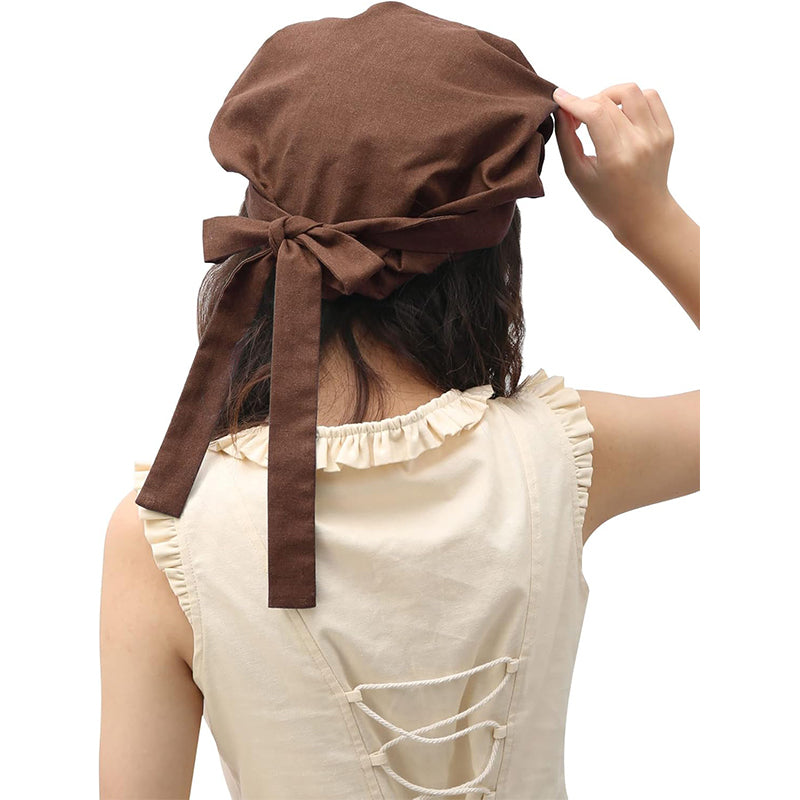 Women Medieval Bonnet Cap Linen Colonial Amish Peasant Mob Hat Renaissance Head-wear Hat Cosplay Costume Accessories