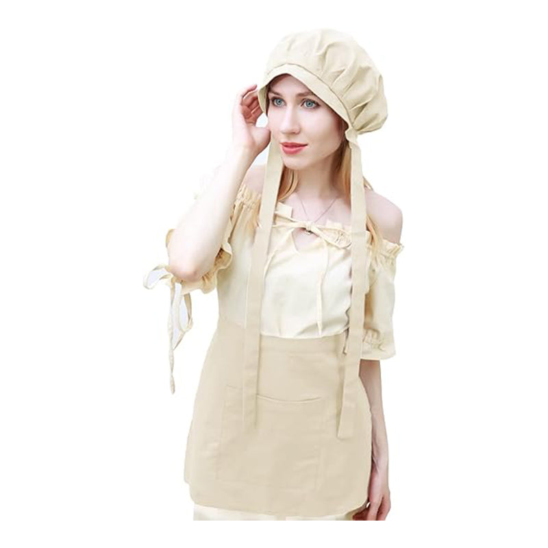 Women Medieval Bonnet Cap Linen Colonial Amish Peasant Mob Hat Renaissance Head-wear Hat Cosplay Costume Accessories
