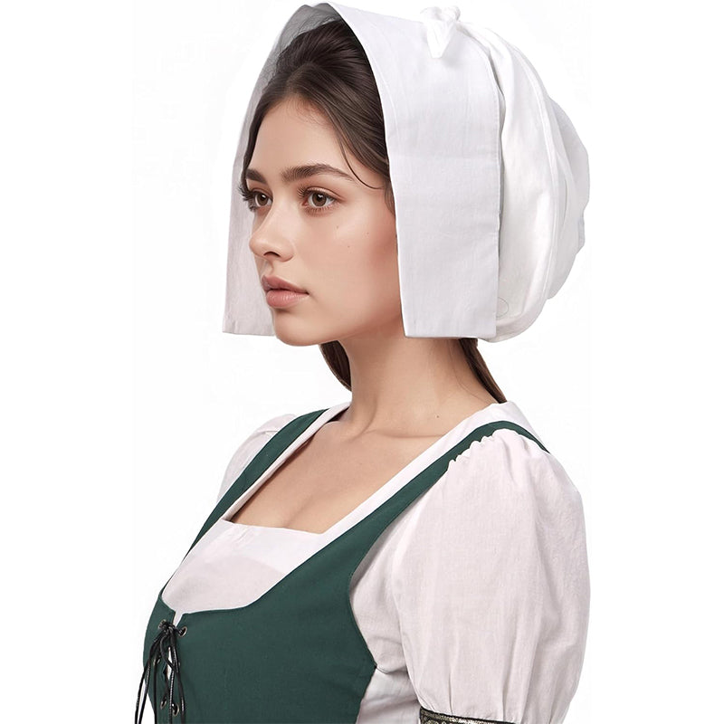 Women Medieval Coif Cap Renaissance Victorian Bonnet Peasant Amish Hat Colonial Coif Headwear Cosplay Costume Accessories