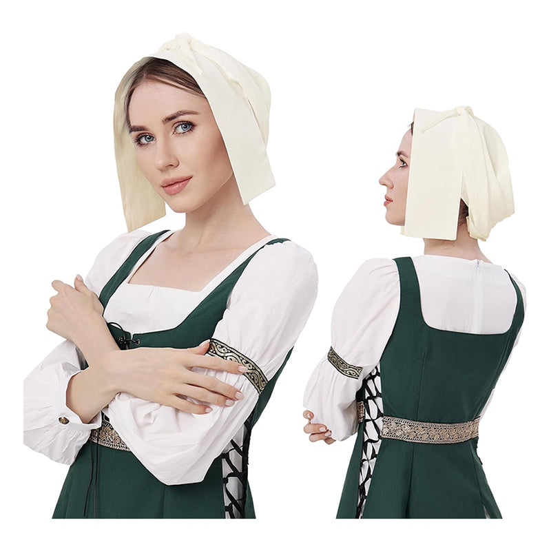 Women Medieval Coif Cap Renaissance Victorian Bonnet Peasant Amish Hat Colonial Coif Headwear Cosplay Costume Accessories