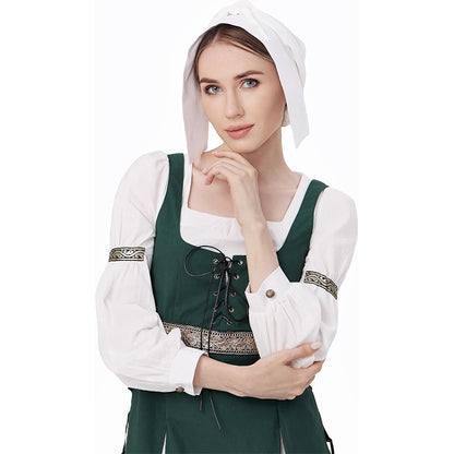Women Medieval Coif Cap Renaissance Victorian Bonnet Peasant Amish Hat Colonial Coif Headwear Cosplay Costume Accessories