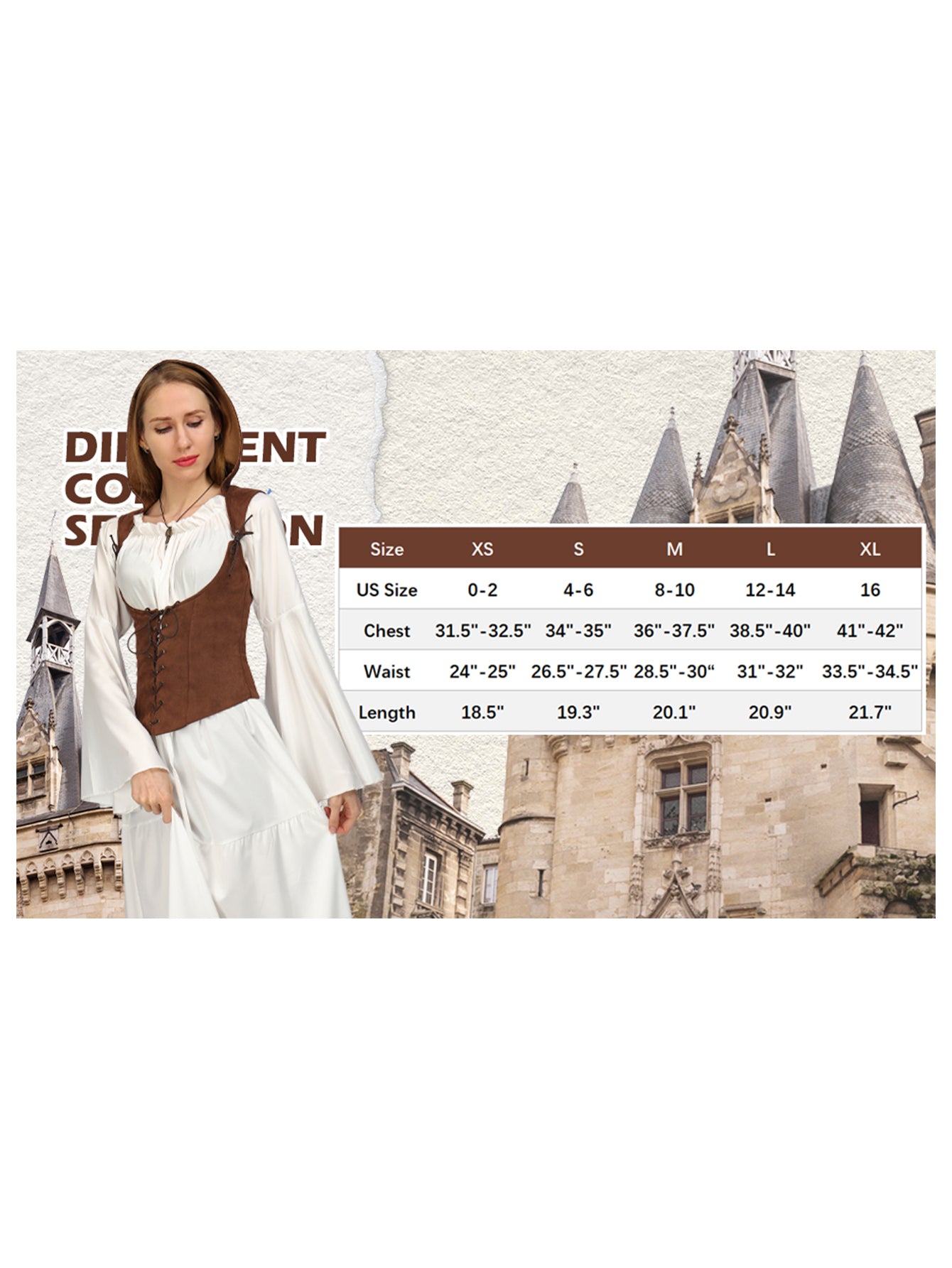 Women Medieval Corset Vest Lace Up Sleeveless Pirate Gothic Hooded Corset Vest Costume Accessories