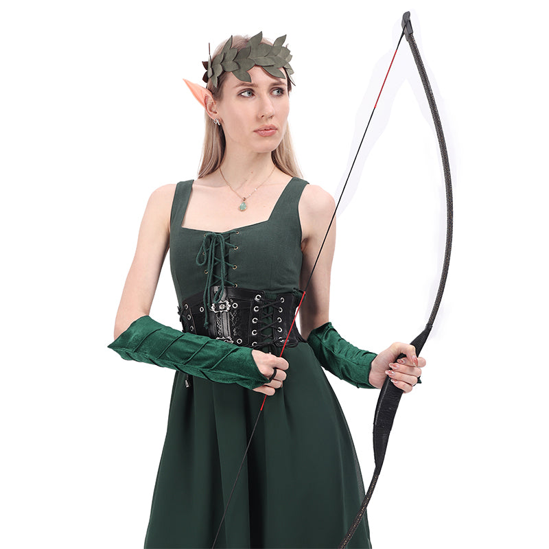 Women Medieval Elven Arm Cuffs Fairy Leaf-Veined Arm Warmers Bracers Renaissance Ren Faire LARP Costume Accessories