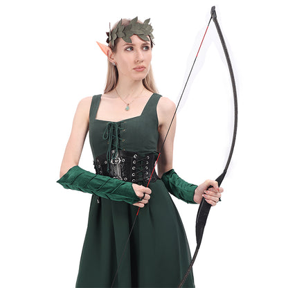 Women Medieval Elven Arm Cuffs Fairy Leaf-Veined Arm Warmers Bracers Renaissance Ren Faire LARP Costume Accessories