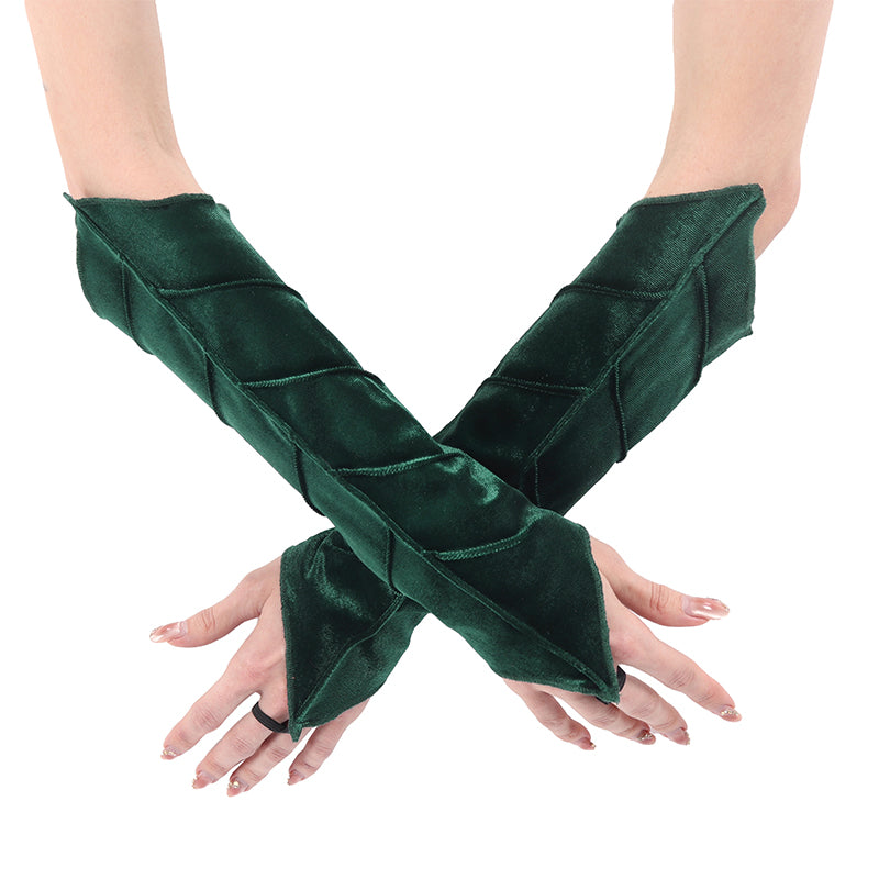 Women Medieval Elven Arm Cuffs Fairy Leaf-Veined Arm Warmers Bracers Renaissance Ren Faire LARP Costume Accessories