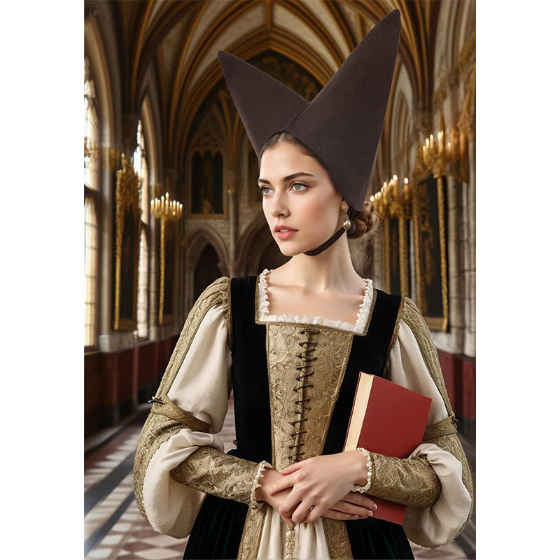 Women Medieval Escoffion Hat 15th Century Noblewoman Headdress Renaissance Hat Cosplay Costume Accessories