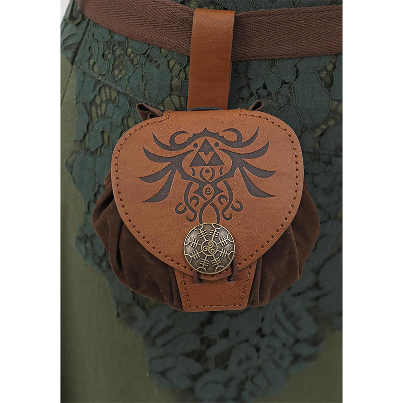 Women Medieval Fairy Skirt Victorian Asymmetrical Skirt Hem Flowy Layered Drape Forest Dweller Skirts With Bag Belt