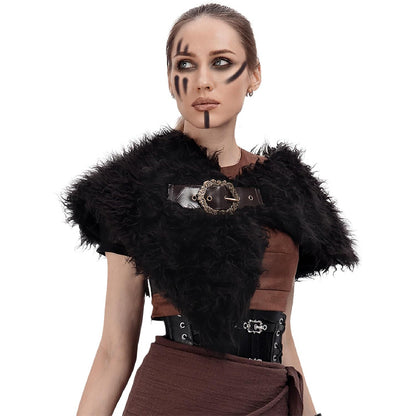Women Medieval Faux Fur Cape Shawl Renaissance Shoulder Wrap Eskimo Collar Costume Accessories
