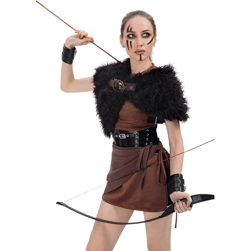 Women Medieval Faux Fur Cape Shawl Renaissance Shoulder Wrap Eskimo Collar Costume Accessories