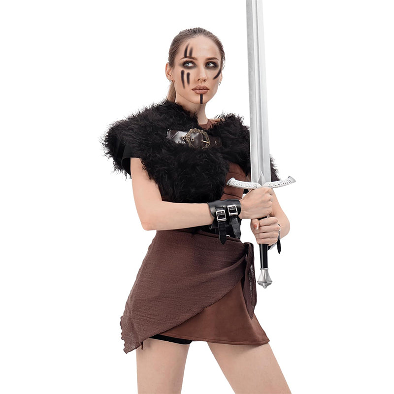 Women Medieval Faux Fur Cape Shawl Renaissance Shoulder Wrap Eskimo Collar Costume Accessories