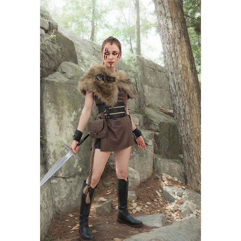 Women Medieval Faux Fur Cape Shawl Renaissance Shoulder Wrap Eskimo Collar Costume Accessories