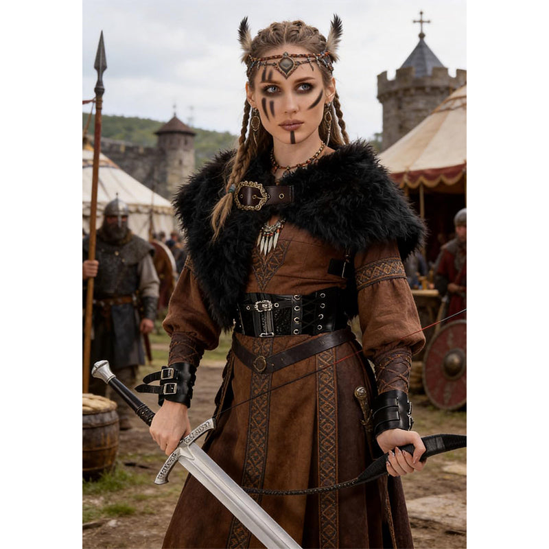 Women Medieval Faux Fur Cape Shawl Renaissance Shoulder Wrap Eskimo Collar Costume Accessories