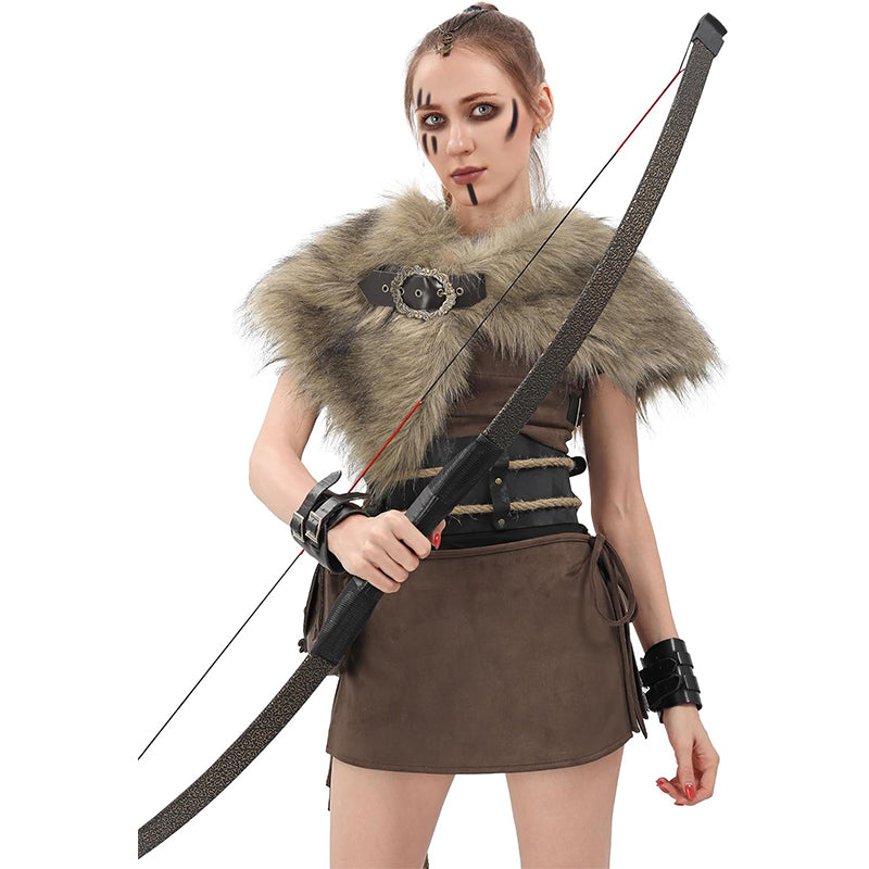 Women Medieval Faux Fur Cape Shawl Renaissance Shoulder Wrap Eskimo Collar Costume Accessories