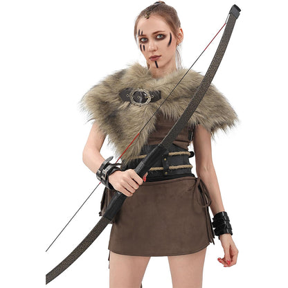 Women Medieval Faux Fur Cape Shawl Renaissance Shoulder Wrap Eskimo Collar Costume Accessories