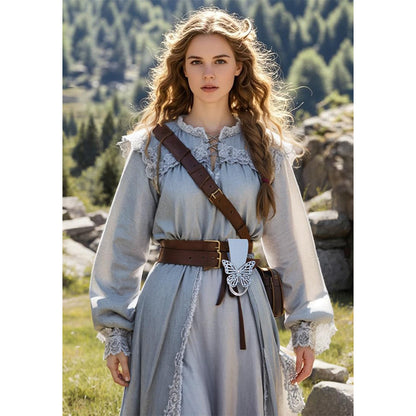 Women Medieval Faux Leather Skirt Hike Renaissance Belt Waistband Skirt Hikes Dress Waistband Costume Accessories