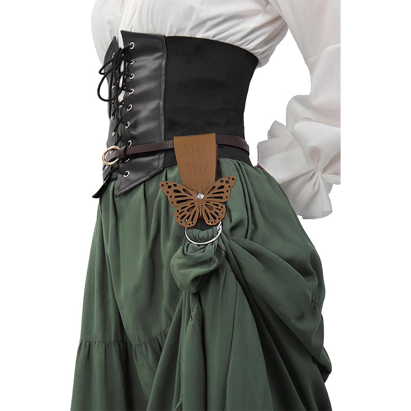 Women Medieval Faux Leather Skirt Hike Renaissance Belt Waistband Skirt Hikes Dress Waistband Costume Accessories