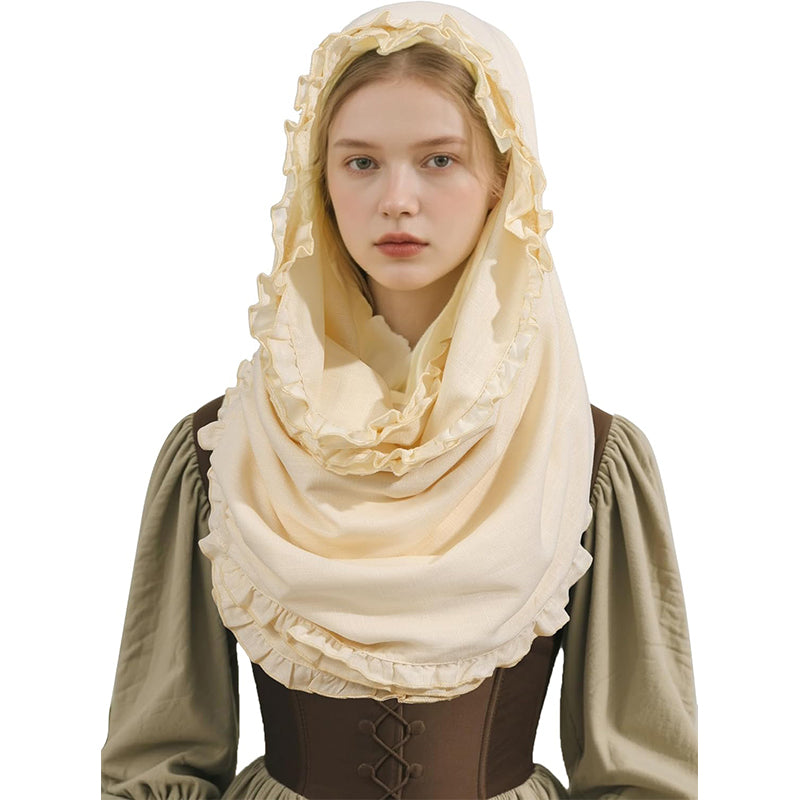 Women Medieval Headscarf Renaissance Linen Head Covering Latin Mass Church Cruseler Veil Costume Accessories