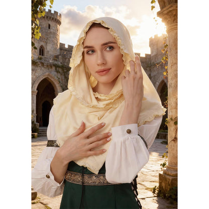 Women Medieval Headscarf Renaissance Linen Head Covering Latin Mass Church Cruseler Veil Costume Accessories