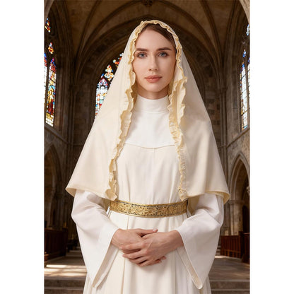 Women Medieval Headscarf Renaissance Linen Head Covering Latin Mass Church Cruseler Veil Costume Accessories