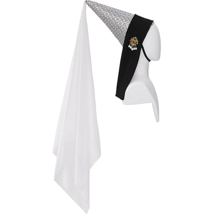 Women Medieval Hennin Hat With Veil Middle Ages Headwear Renaissance Headpiece LARP Halloween Hat Cosplay Costume Accessories