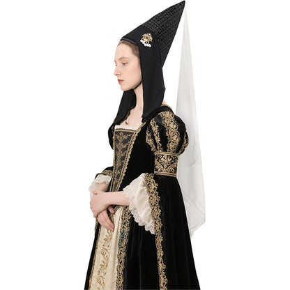 Women Medieval Hennin Hat With Veil Middle Ages Headwear Renaissance Headpiece LARP Halloween Hat Cosplay Costume Accessories