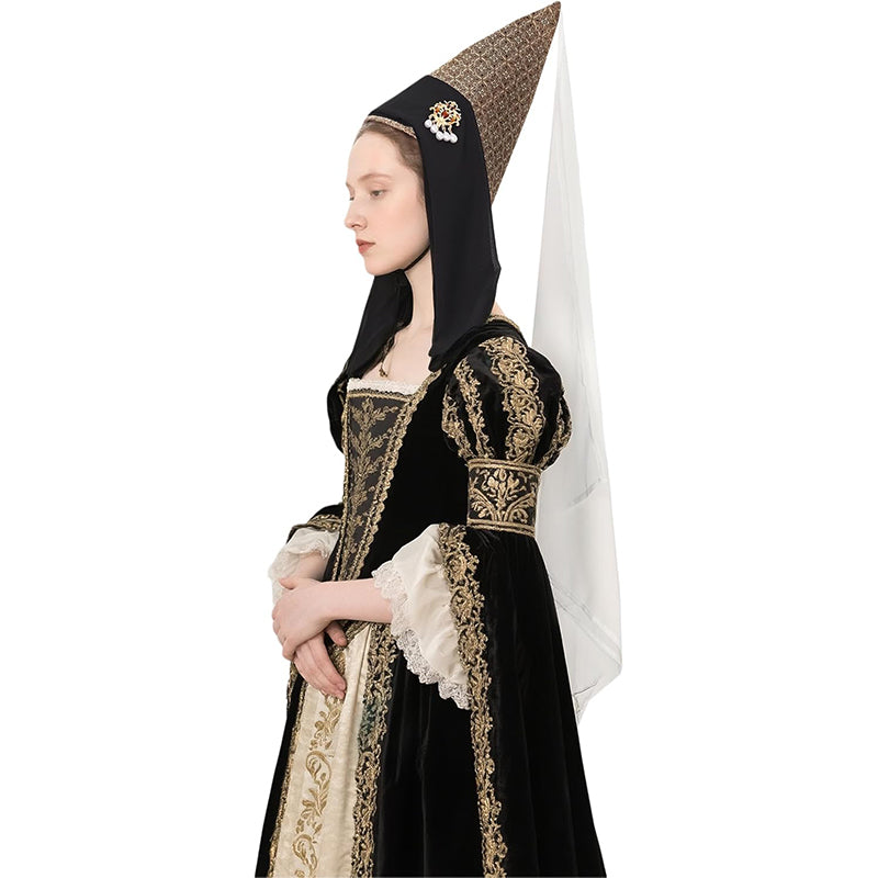 Women Medieval Hennin Hat With Veil Middle Ages Headwear Renaissance Headpiece LARP Halloween Hat Cosplay Costume Accessories