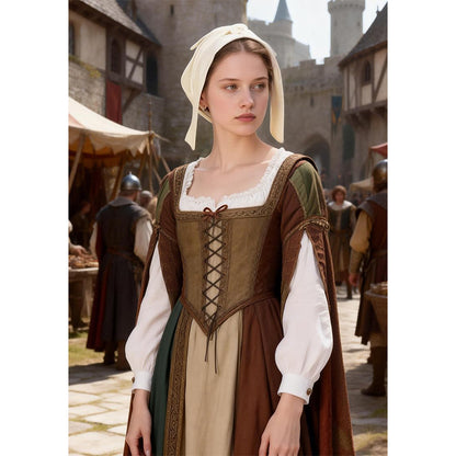 Women Medieval Coif Cap Renaissance Victorian Bonnet Peasant Amish Hat Colonial Coif Headwear Cosplay Costume Accessories