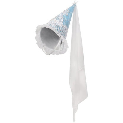 Women Medieval Lace Hennin Hat With Veil Renaissance Princess Hat Cone-Shaped Headdress Cosplay Costume Accessories