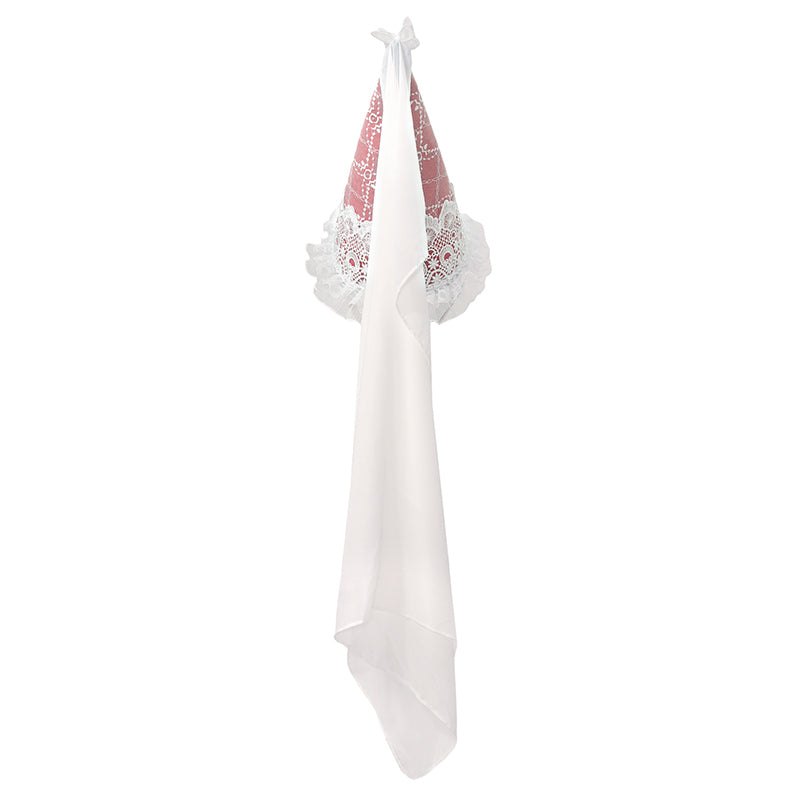 Women Medieval Lace Hennin Hat With Veil Renaissance Princess Hat Cone-Shaped Headdress Cosplay Costume Accessories