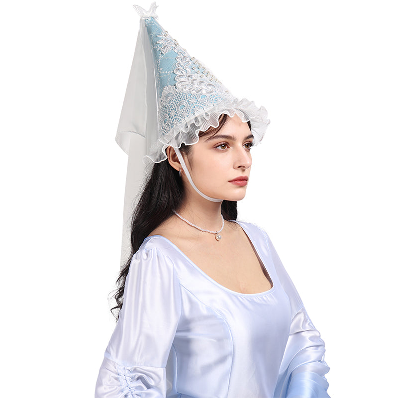 Women Medieval Lace Hennin Hat With Veil Renaissance Princess Hat Cone ...