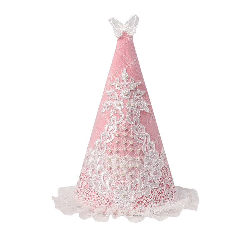 Women Medieval Lace Hennin Hat With Veil Renaissance Princess Hat Cone-Shaped Headdress Cosplay Costume Accessories