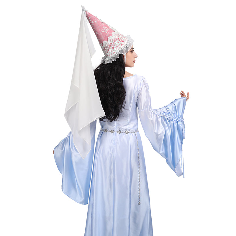 Women Medieval Lace Hennin Hat With Veil Renaissance Princess Hat Cone-Shaped Headdress Cosplay Costume Accessories