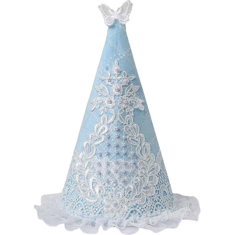 Women Medieval Lace Hennin Hat With Veil Renaissance Princess Hat Cone-Shaped Headdress Cosplay Costume Accessories