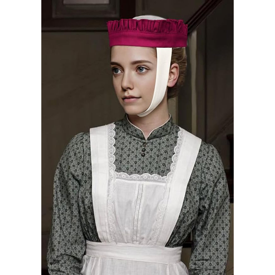 Women Medieval Linen Headband 14th Century Ruffled Fillet Barbette Hair Bandanas Wrap Costume Accessories For Party Halloween