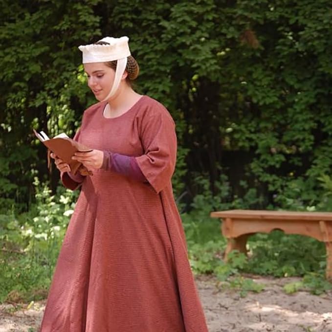 Women Medieval Linen Headband 14th Century Ruffled Fillet Barbette Hair Bandanas Wrap Costume Accessories For Party Halloween