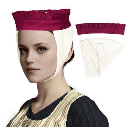 Women Medieval Linen Headband 14th Century Ruffled Fillet Barbette Hair Bandanas Wrap Costume Accessories For Party Halloween