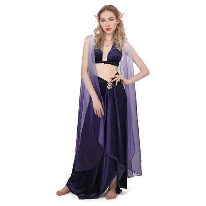 Women Medieval Renaissance Fairy Cape Elf Cloak Off Shoulder Tulle Shawl Wedding Cape For Party Festival