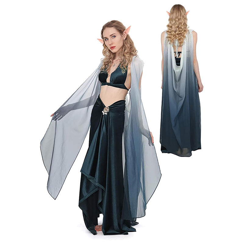 Women Medieval Renaissance Fairy Cape Elf Cloak Off Shoulder Tulle Shawl Wedding Cape For Party Festival