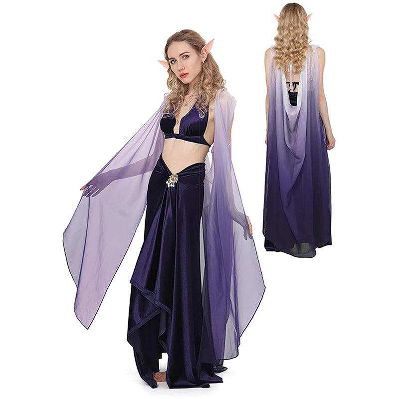 Women Medieval Renaissance Fairy Cape Elf Cloak Off Shoulder Tulle Shawl Wedding Cape For Party Festival