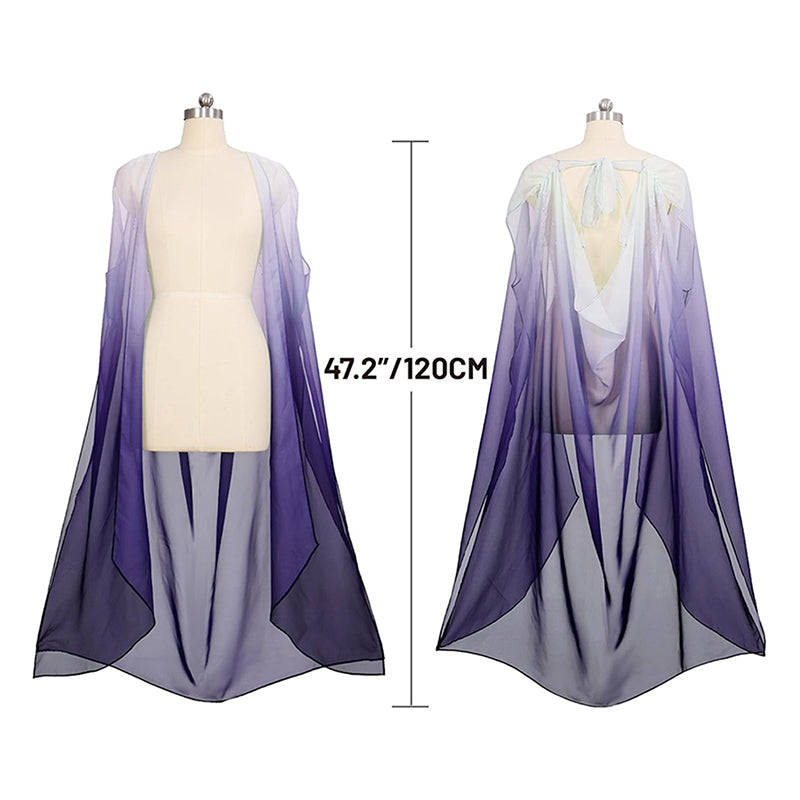Women Medieval Renaissance Fairy Cape Elf Cloak Off Shoulder Tulle Shawl Wedding Cape For Party Festival