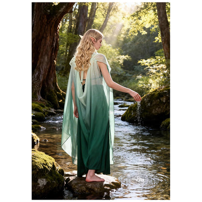Women Medieval Renaissance Fairy Cape Elf Cloak Off Shoulder Tulle Shawl Wedding Cape For Party Festival