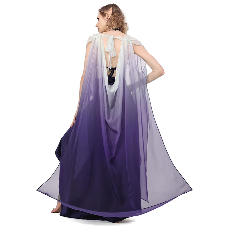 Women Medieval Renaissance Fairy Cape Elf Cloak Off Shoulder Tulle Shawl Wedding Cape For Party Festival