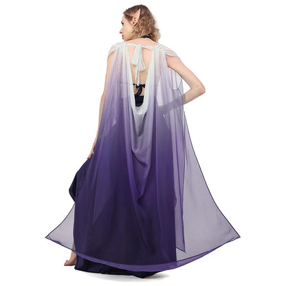 Women Medieval Renaissance Fairy Cape Elf Cloak Off Shoulder Tulle Shawl Wedding Cape For Party Festival