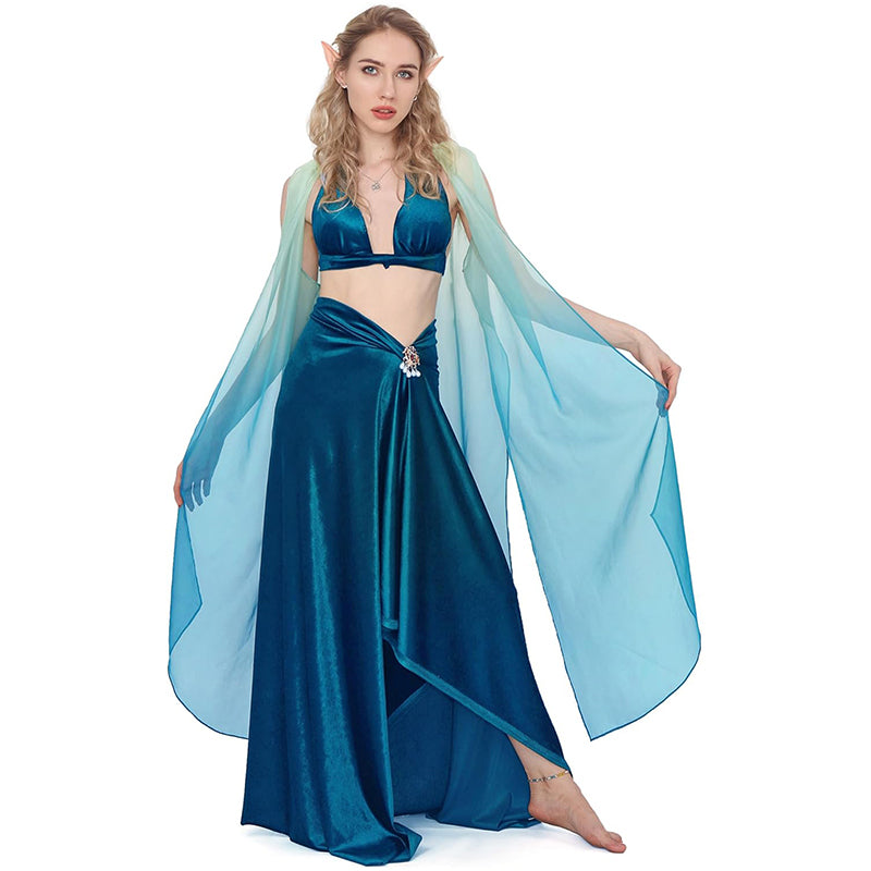 Women Medieval Renaissance Fairy Cape Elf Cloak Off Shoulder Tulle Shawl Wedding Cape For Party Festival