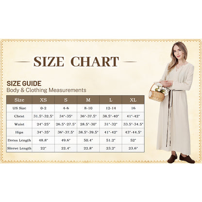 Women Medieval Renaissance Linen Underdress With Belt Chemise Peasant Dress Cosplay Costume Long Dress