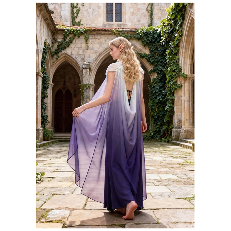 Women Medieval Renaissance Fairy Cape Elf Cloak Off Shoulder Tulle Shawl Wedding Cape For Party Festival