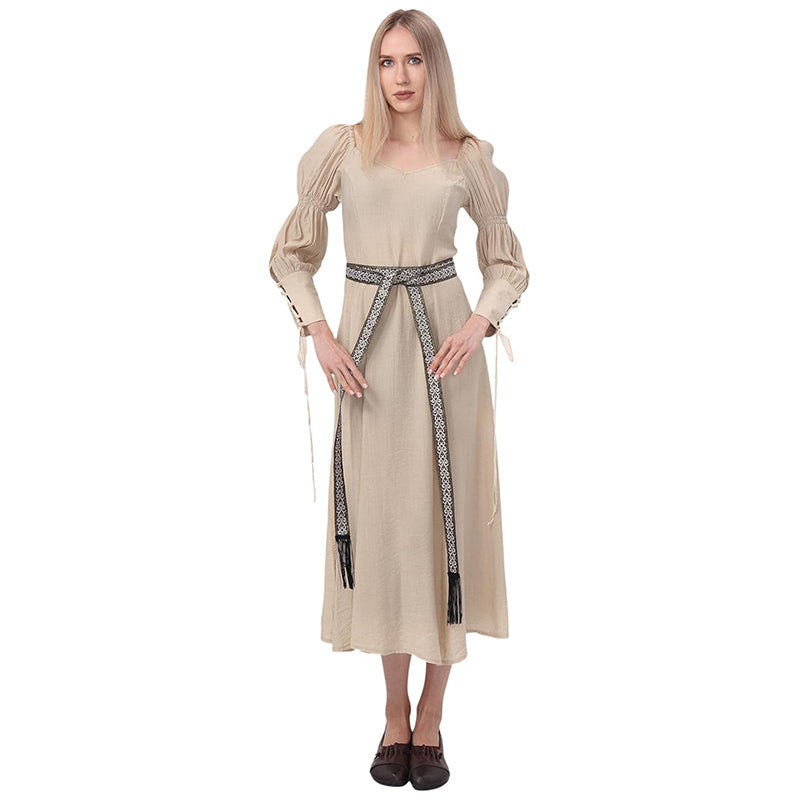 Women Medieval Renaissance Regency Dress Square Neck Puff Sleeve Maxi Underdress Peasant Victorian Dress LARP Ren Faire Costume Long Dress For Party Daily Wear
