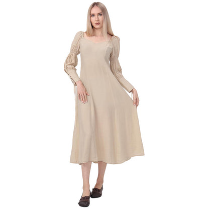 Women Medieval Renaissance Regency Dress Square Neck Puff Sleeve Maxi Underdress Peasant Victorian Dress LARP Ren Faire Costume Long Dress For Party Daily Wear