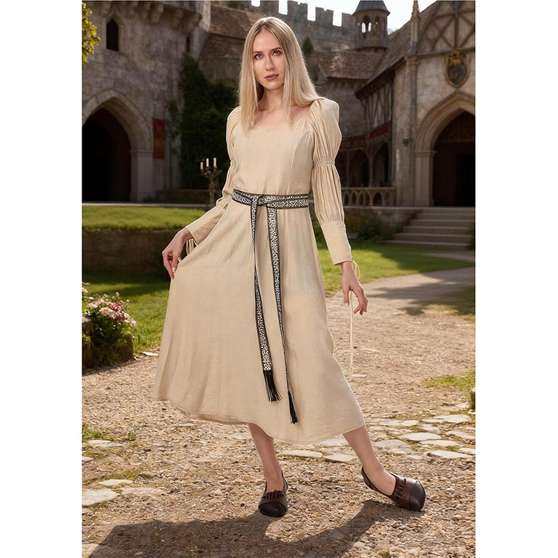 Women Medieval Renaissance Regency Dress Square Neck Puff Sleeve Maxi Underdress Peasant Victorian Dress LARP Ren Faire Costume Long Dress For Party Daily Wear
