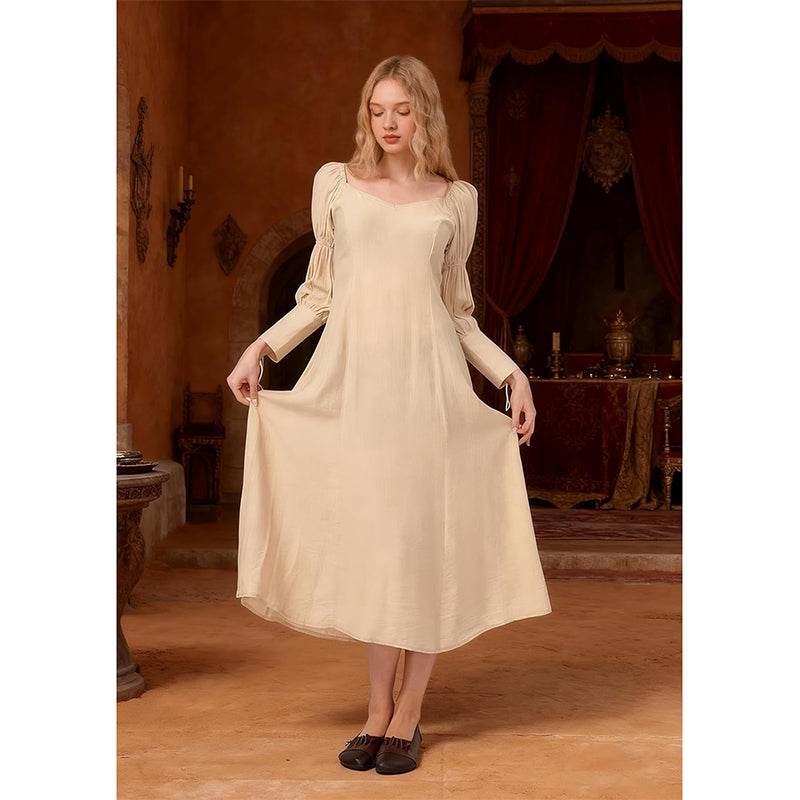 Women Medieval Renaissance Regency Dress Square Neck Puff Sleeve Maxi Underdress Peasant Victorian Dress LARP Ren Faire Costume Long Dress For Party Daily Wear